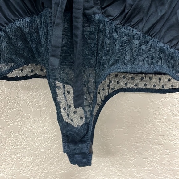 Free People Call Me Later Ruffles Tie Front Bodysuit L Blouse - Picture 5 of 7